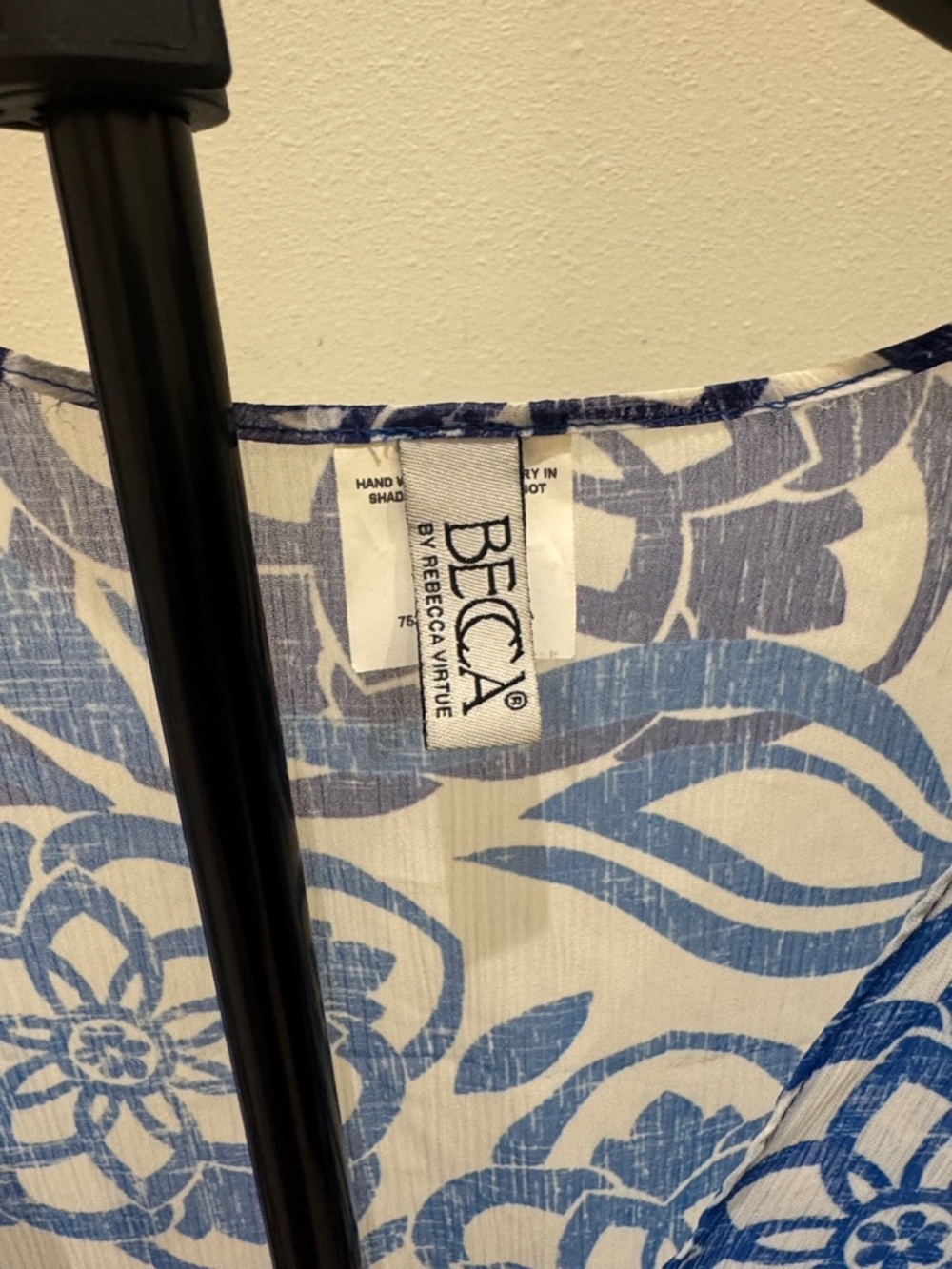 BECCA Blue and‎ White Floral Swim Coverup - Picture 2 of 4